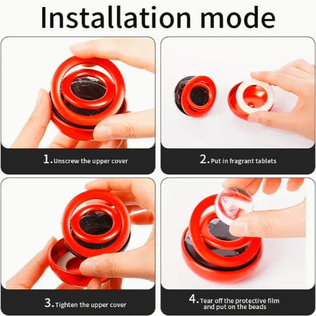 Car Solar Aromatherapy Double Ring Crystal Ornaments